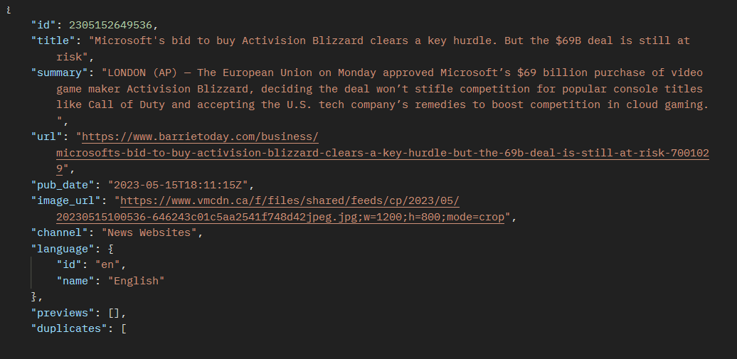 News Api Response News Api Response