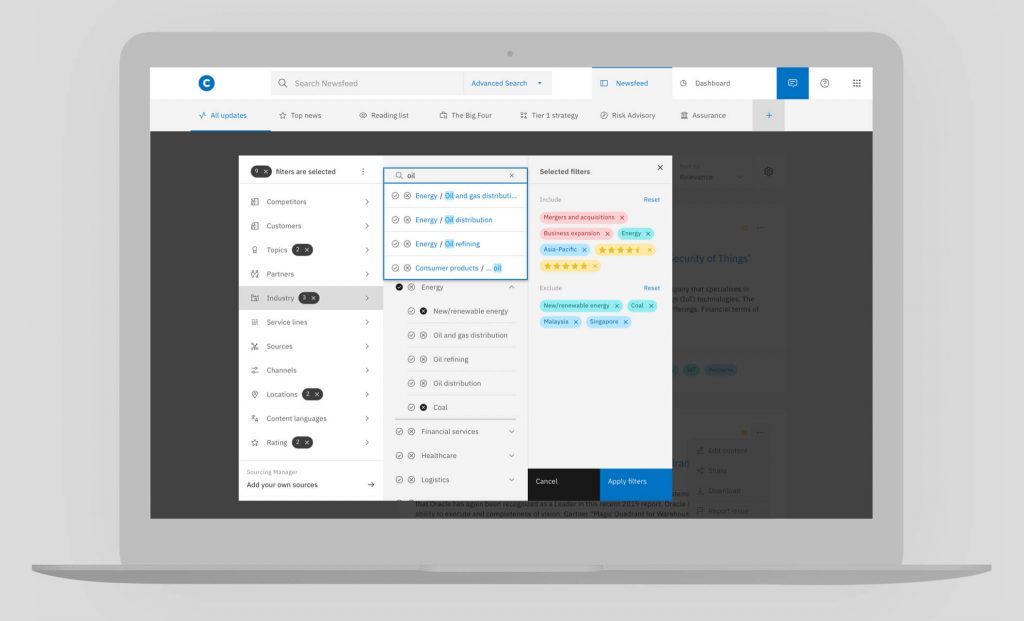 The taxonomy of Contify’s market and competitive intelligence platform was customized to match the firm’s internal business structure.