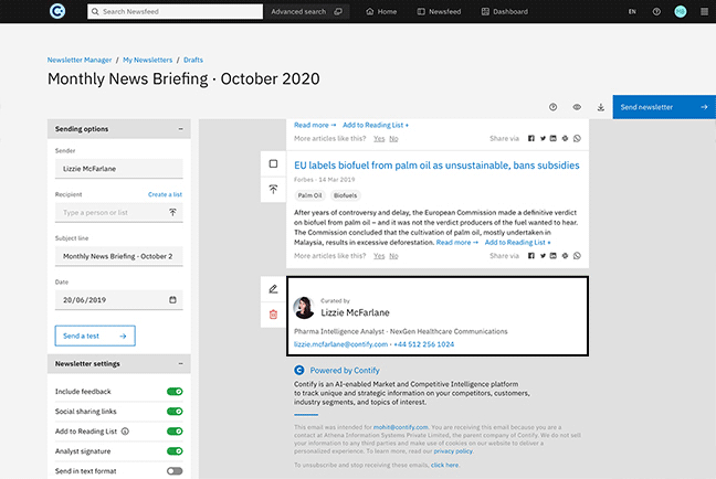 Personalize And Brand Your Newsletters Using Analyst Signature For Improved Client Experience