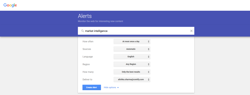 google alerts setup