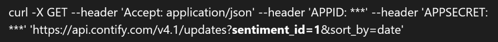 Sentiment ID Query Filter Contify Business News API