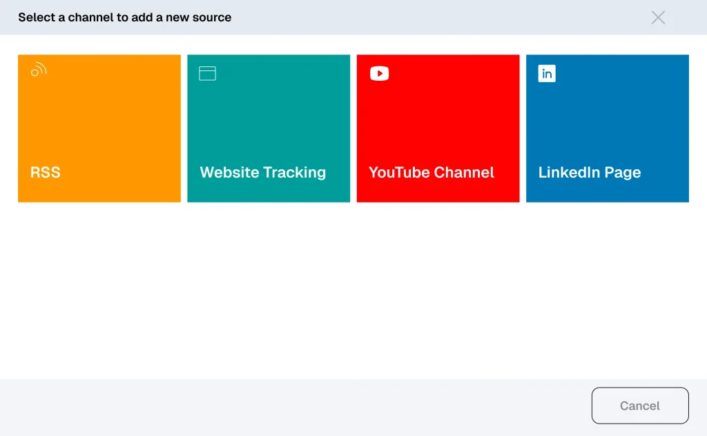 Select a channel to add a new source