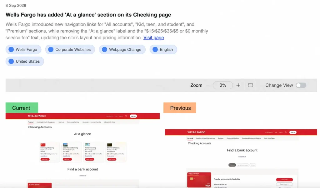 AI-based tagging and filtering to Focus on relevant website changes
