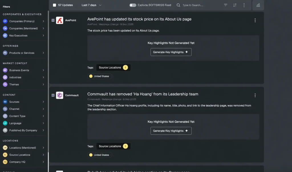 Track website changes automatically across priority webpages